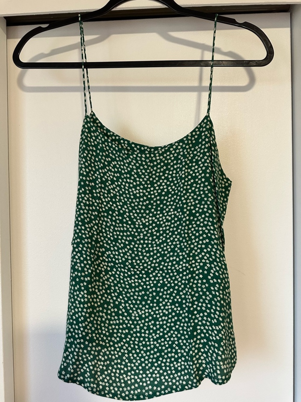 Reformation Green Floral Spaghetti-Strap Camisole